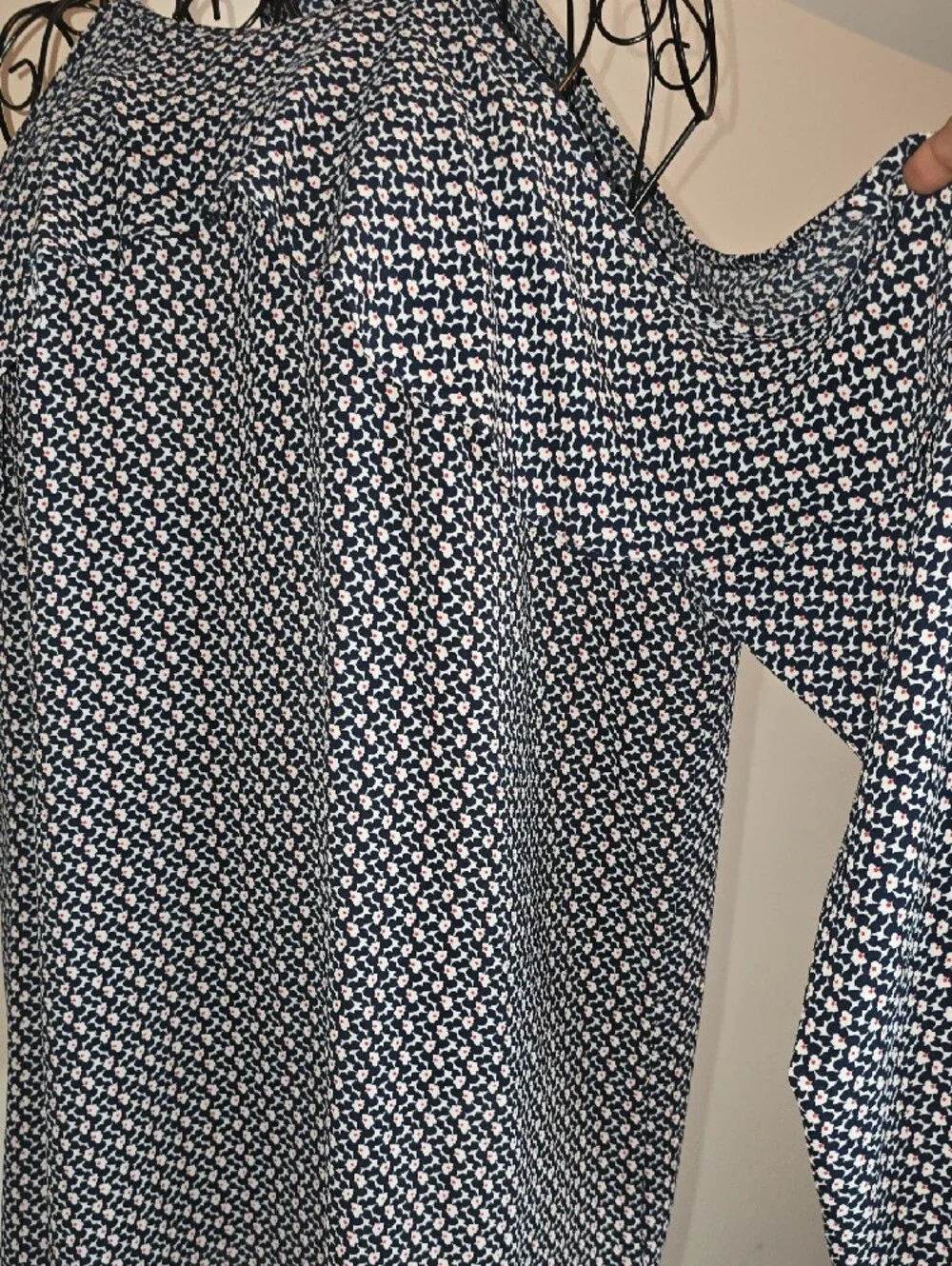 Michael Kors Navy and White One-Shoulder Patterned Dress